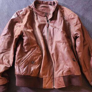 Roundtree & Yorke Leather Bomber Jacket